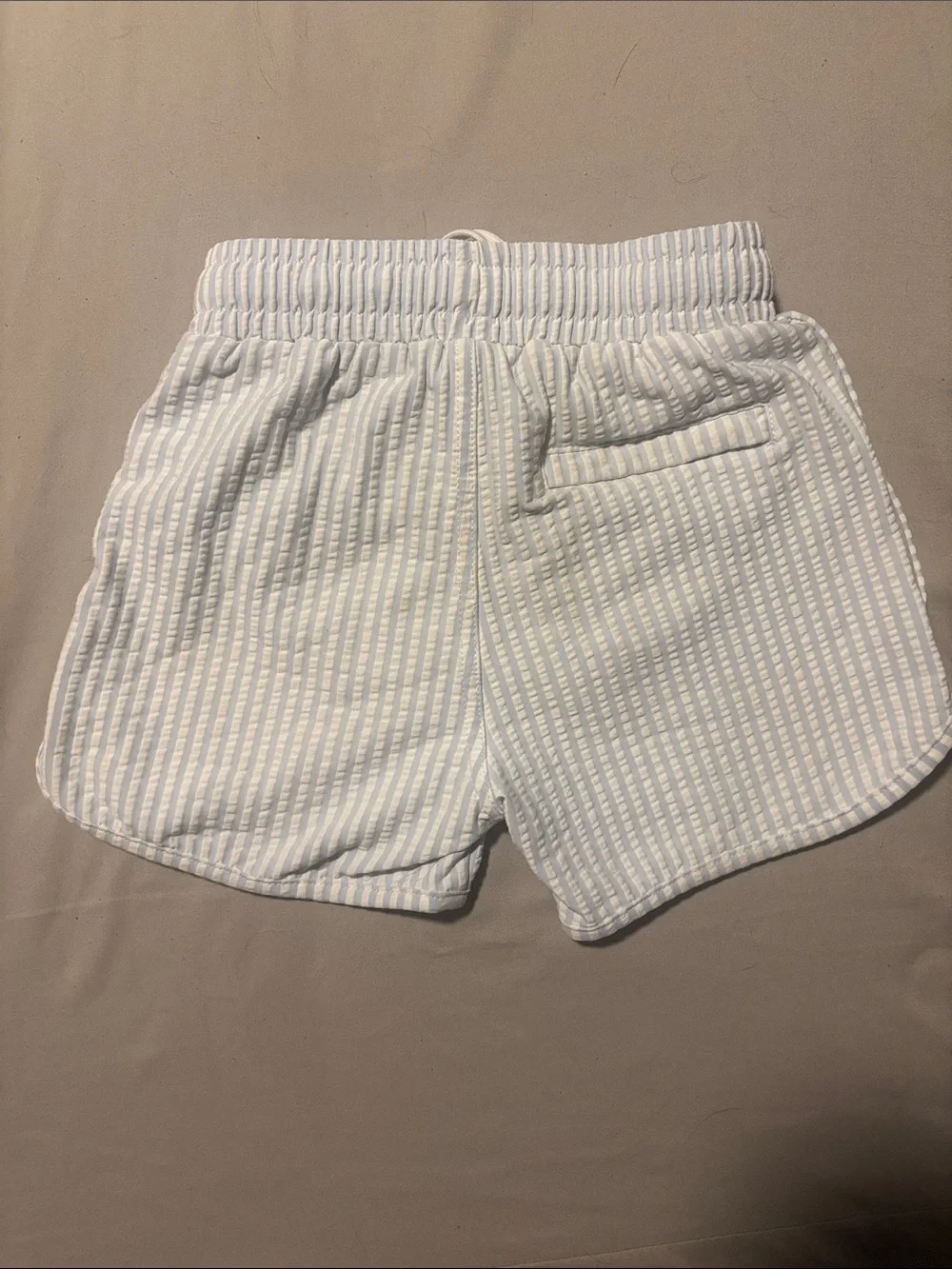 Caden Lane Light Blue and White Striped Kids Swim Trunks